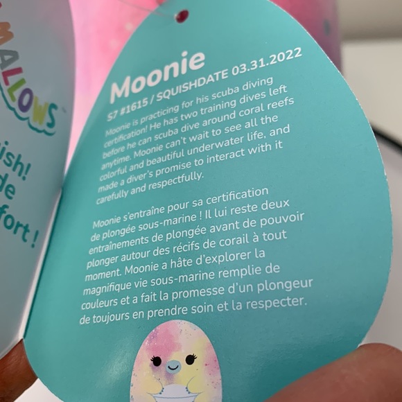 GOLD TAG ULTRA RARE Squishmallow Moonie Water Bear 7” - Picture 7 of 7